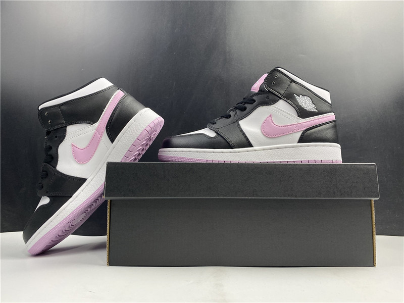 Air Jordan 1 Mid White/Light Arctic Pink-Black 555112-103
