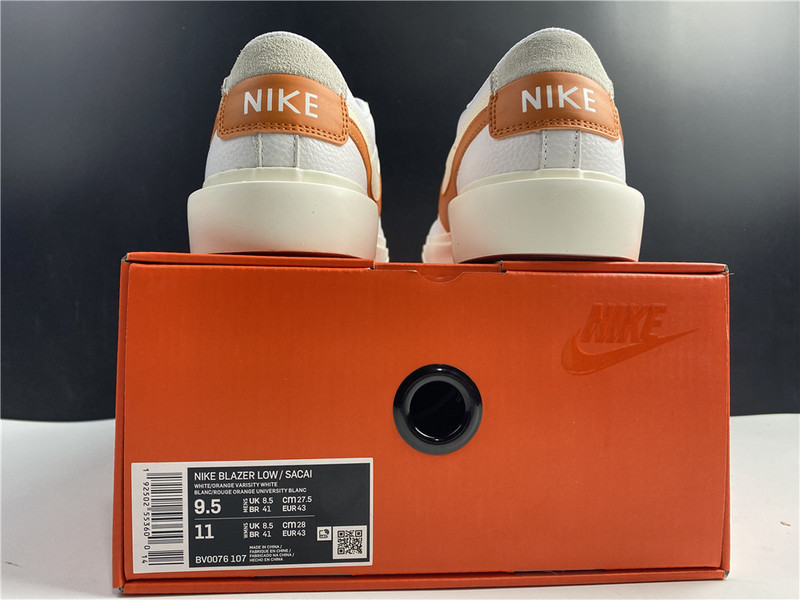 Sacai x Nike Blazer Low Orange Varisity White BV0076-107