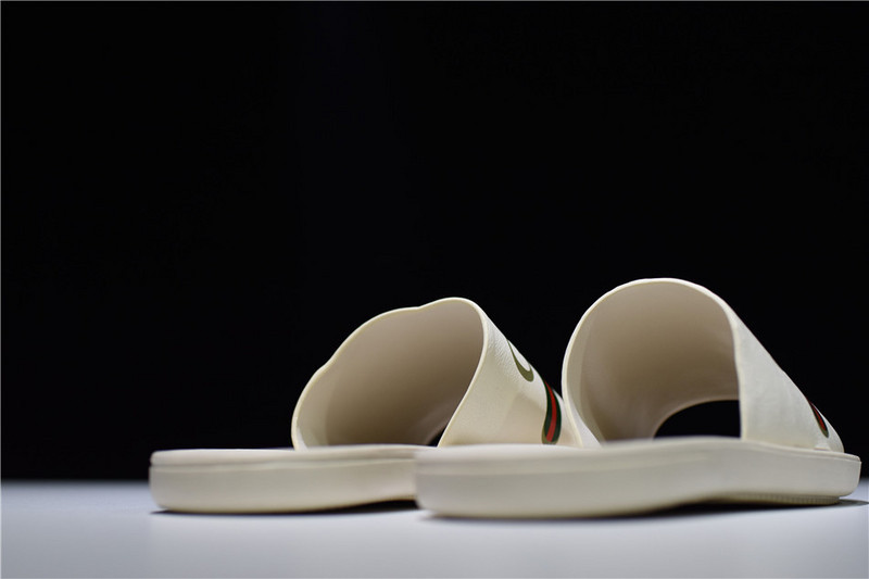 GC Leather SLIDE SANDAL WHITE WITH GG LOGO WOMENS 1K969E 3F7U F0090