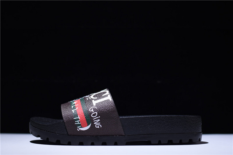 GC Leather SLIDE SANDAL with gg logo mens