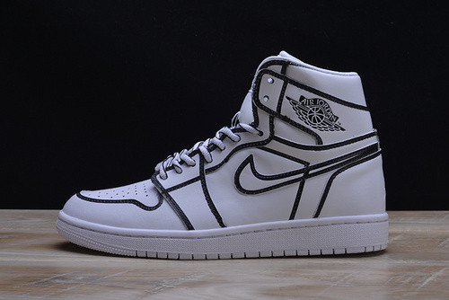 Nike Air Jordan 1 Retro “Comic 3D Pencil” White Hand-Painted MENS  AA4724-110