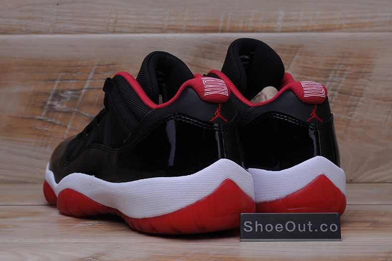 AIR JORDAN 11 RETRO LOW "BRED" BLACK/ RED mens 528895-012