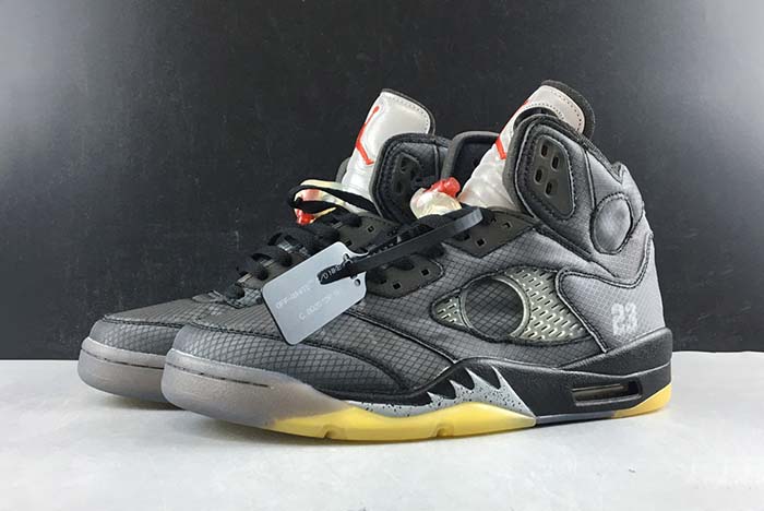 OFF WHITE AIR JORDAN 5 SP BLACK MUSLIN FIRE RED CT8480-001