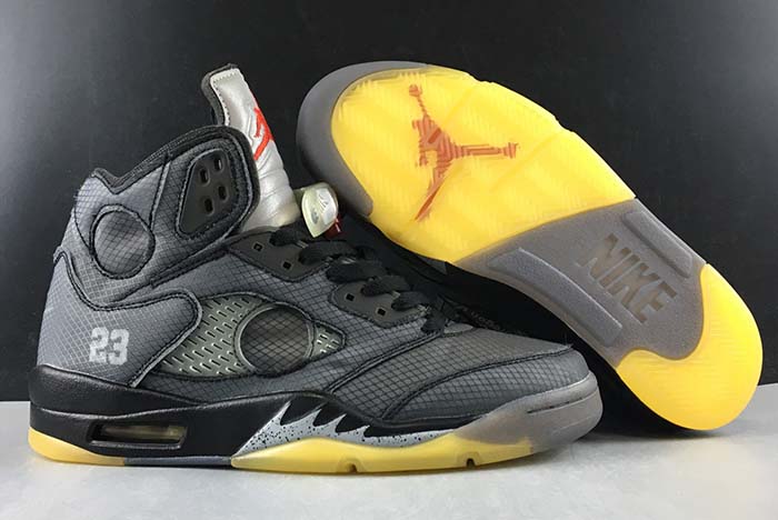 OFF WHITE AIR JORDAN 5 SP BLACK MUSLIN FIRE RED CT8480-001