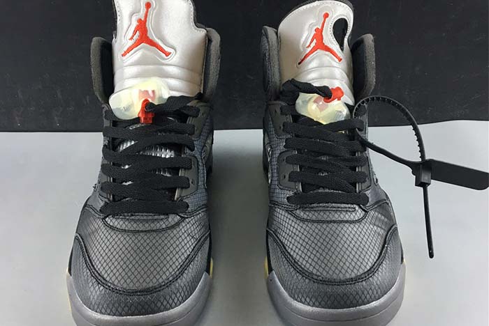 OFF WHITE AIR JORDAN 5 SP BLACK MUSLIN FIRE RED CT8480-001