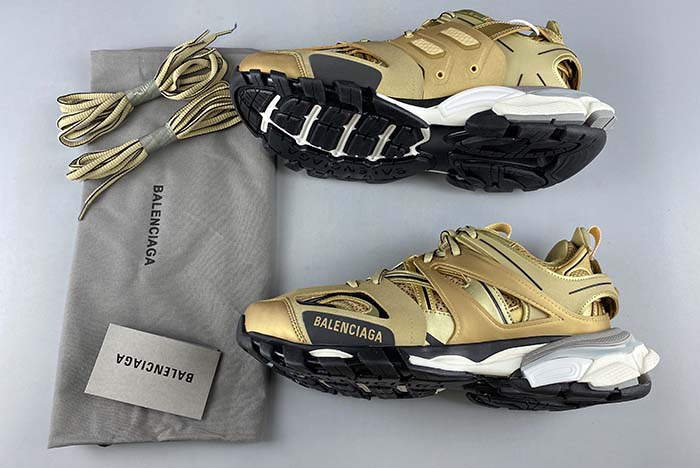 Ba*len*cia*ga track sneaker metal lic/mesh/washed gold 542023 w2cd1 8000
