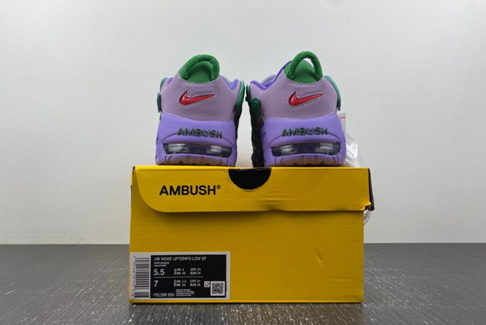 Detailed Look at the AMBUSH x Nike Air More Uptempo Low "Lilac" FB1299-500