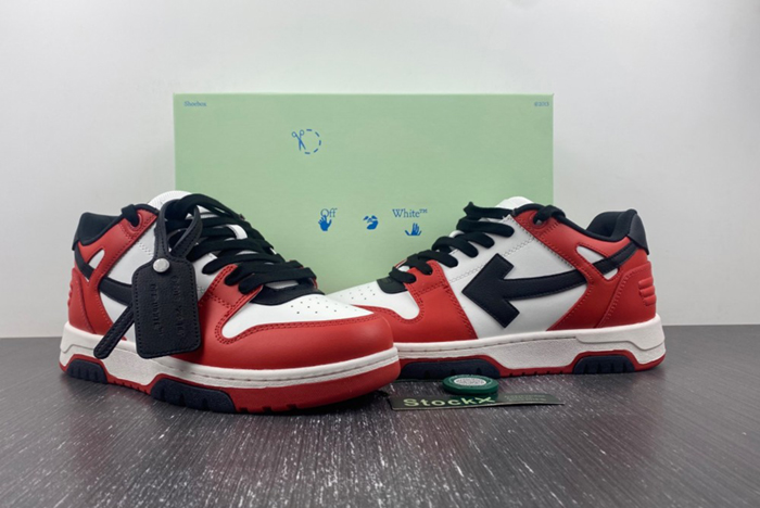 OFF-WHITE Out Of Office OOO Low Tops Black White Red OMIA189S22LEA0012510
