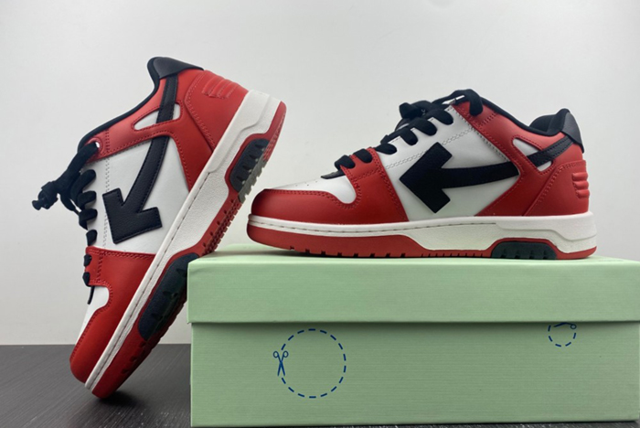 OFF-WHITE Out Of Office OOO Low Tops Black White Red OMIA189S22LEA0012510