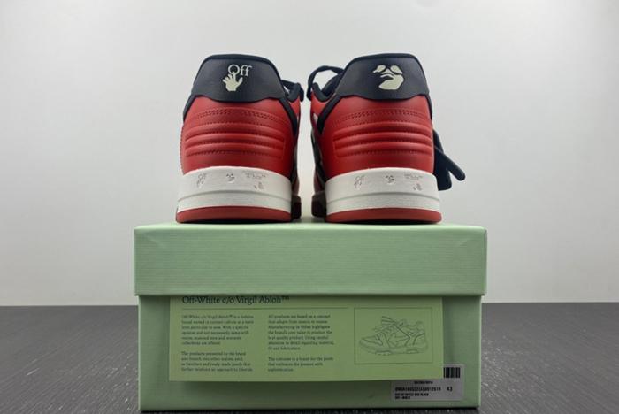 OFF-WHITE Out Of Office OOO Low Tops Black White Red OMIA189S22LEA0012510