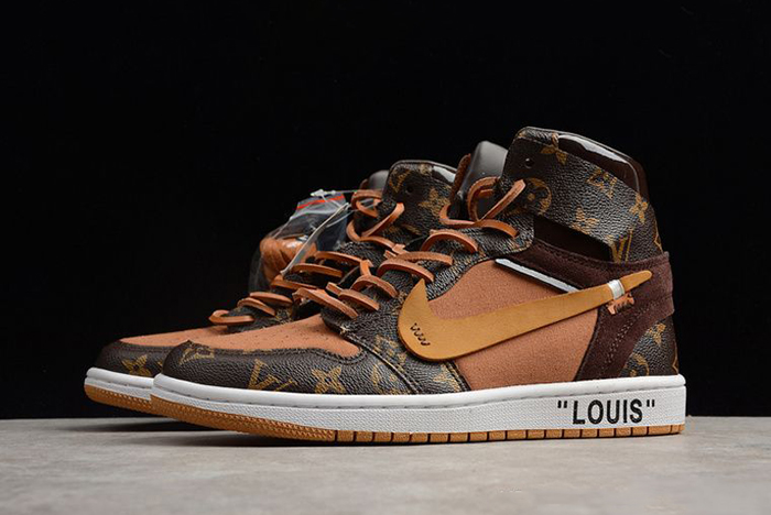 l**is V*t*n x off-white x air jordan 1 customs mens aq0818-158